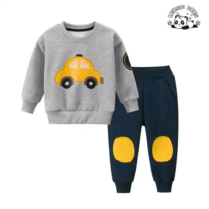 LEZONKIDS - OEM Customizable Spring Autumn Boys Clothing Set Long Sleeve Fleece Boys Clothing Set Baby Boy Clothes